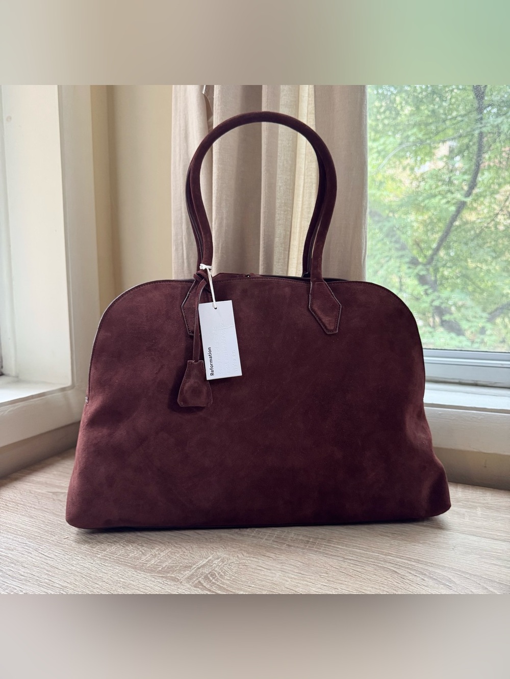 NWT Reformation Oversized Seraphine Tote Bag Brown Espresso Suede - Picture 7 of 12